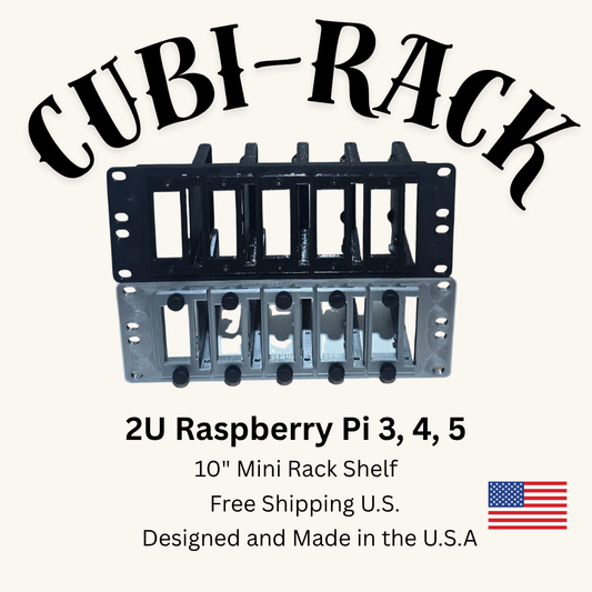 2U Raspberry Pi + 2.5" SSD Rack Mount for 10" Mini Racks