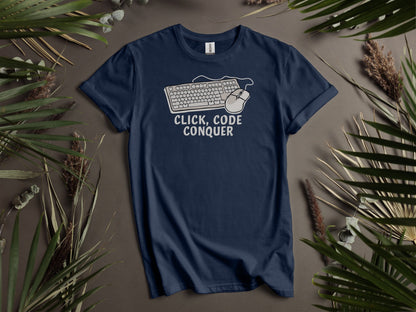Click Code Conquer Keyboard and Mouse Design T-Shirts