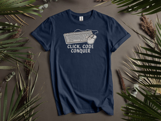Click Code Conquer Keyboard and Mouse Design T-Shirts