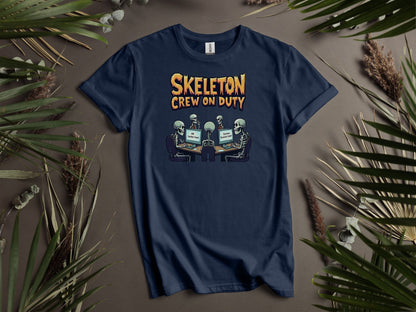 Skeleton Crew On Duty Funny Graphic T-Shirts