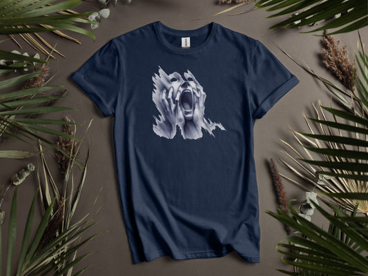Screaming Face Distressed Art Horror Design T-Shirts