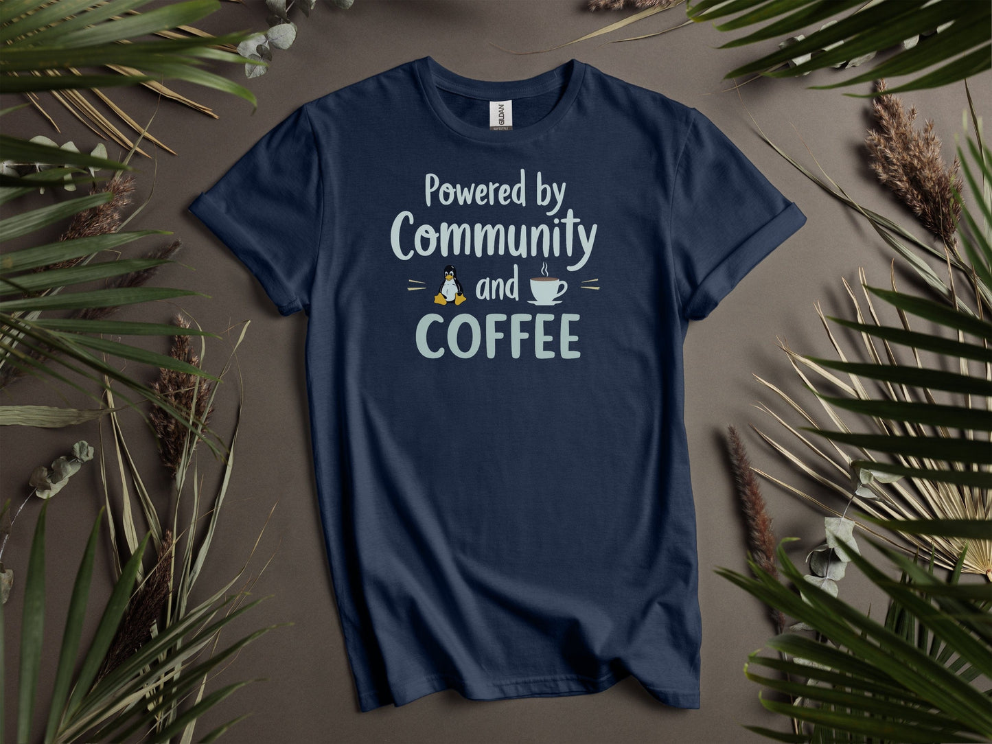 Powered by Community and Coffee Graphic T-Shirt