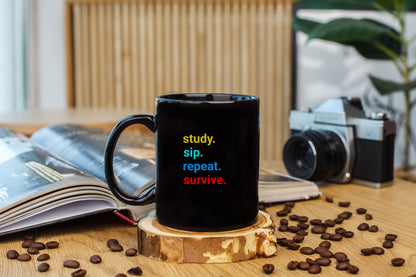 Study Sip Repeat Survive Humorous College Coffee Mug