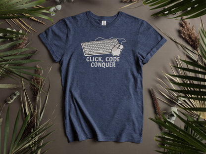 Click Code Conquer Keyboard and Mouse Design T-Shirts