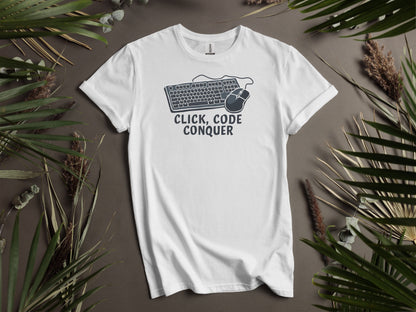 Click Code Conquer Keyboard and Mouse Design T-Shirts