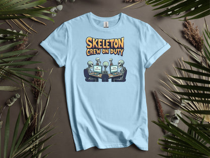 Skeleton Crew On Duty Funny Graphic T-Shirts