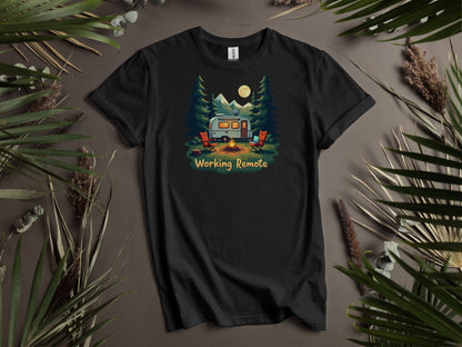 Working Remote Camping Graphic Print Comfortable T-Shirt