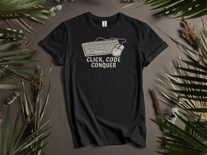 Click Code Conquer Keyboard and Mouse Design T-Shirts