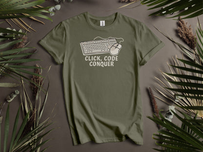 Click Code Conquer Keyboard and Mouse Design T-Shirts