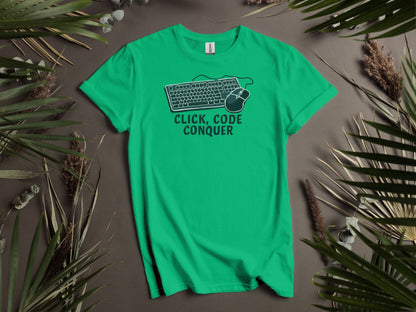 Click Code Conquer Keyboard and Mouse Design T-Shirts