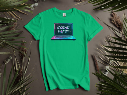 Code Life Vibrant Laptop Graphic Design T-Shirts