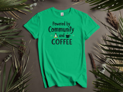 Powered by Community and Coffee Graphic T-Shirt