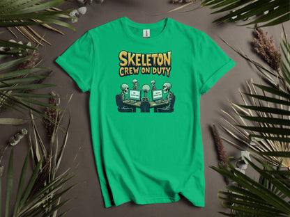 Skeleton Crew On Duty Funny Graphic T-Shirts