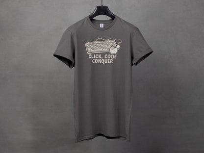 Click Code Conquer Keyboard and Mouse Design T-Shirts