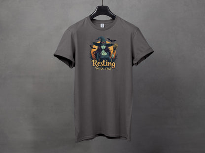Resting Witch Face Halloween Themed Graphic T-Shirts