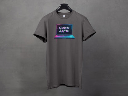 Code Life Vibrant Laptop Graphic Design T-Shirts
