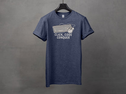 Click Code Conquer Keyboard and Mouse Design T-Shirts