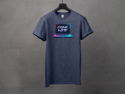 Code Life Vibrant Laptop Graphic Design T-Shirts