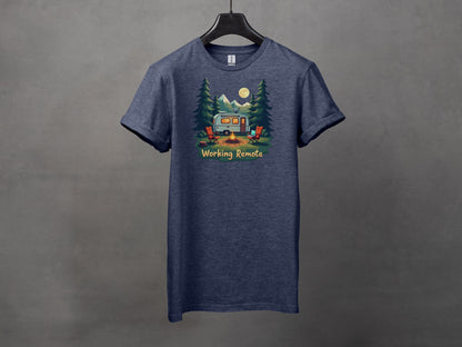 Working Remote Camping Graphic Print Comfortable T-Shirt