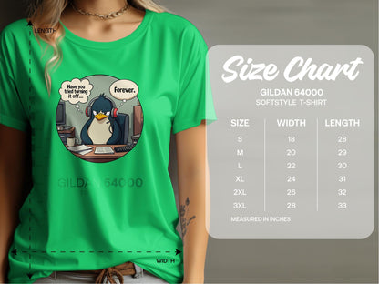 "Have you tried turning if off.. Forever?" Support Penguin Cartoon Office T-Shirts