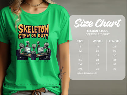 Skeleton Crew On Duty Funny Graphic T-Shirts
