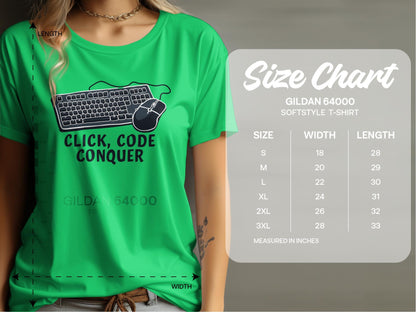 Click Code Conquer Keyboard and Mouse Design T-Shirts