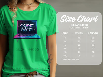 Code Life Vibrant Laptop Graphic Design T-Shirts