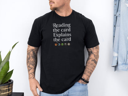 Reading the card Explains the card shirt