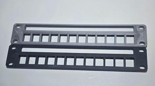 12-Port Keystone Patch Panel for 10" Mini Racks – 1U – Cubi-Rack, Rackmate Compatible