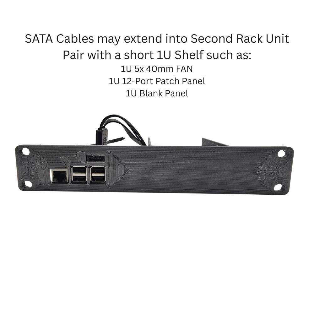1U Pi-NAS Shelf for 10" Mini Rack – Fits Raspberry Pi 5 + 4x 2.5" SSDs – Radxa Penta SATA HAT Compatible