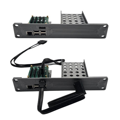 1U Pi-NAS Shelf for 10" Mini Rack – Fits Raspberry Pi 5 + 4x 2.5" SSDs – Radxa Penta SATA HAT Compatible